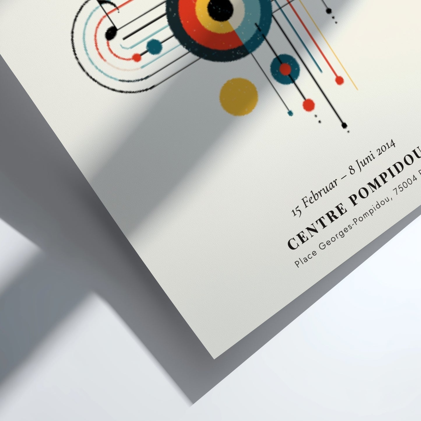 Kandinsky inspired poster featuring abstract shapes and vibrant colors in a modern art style