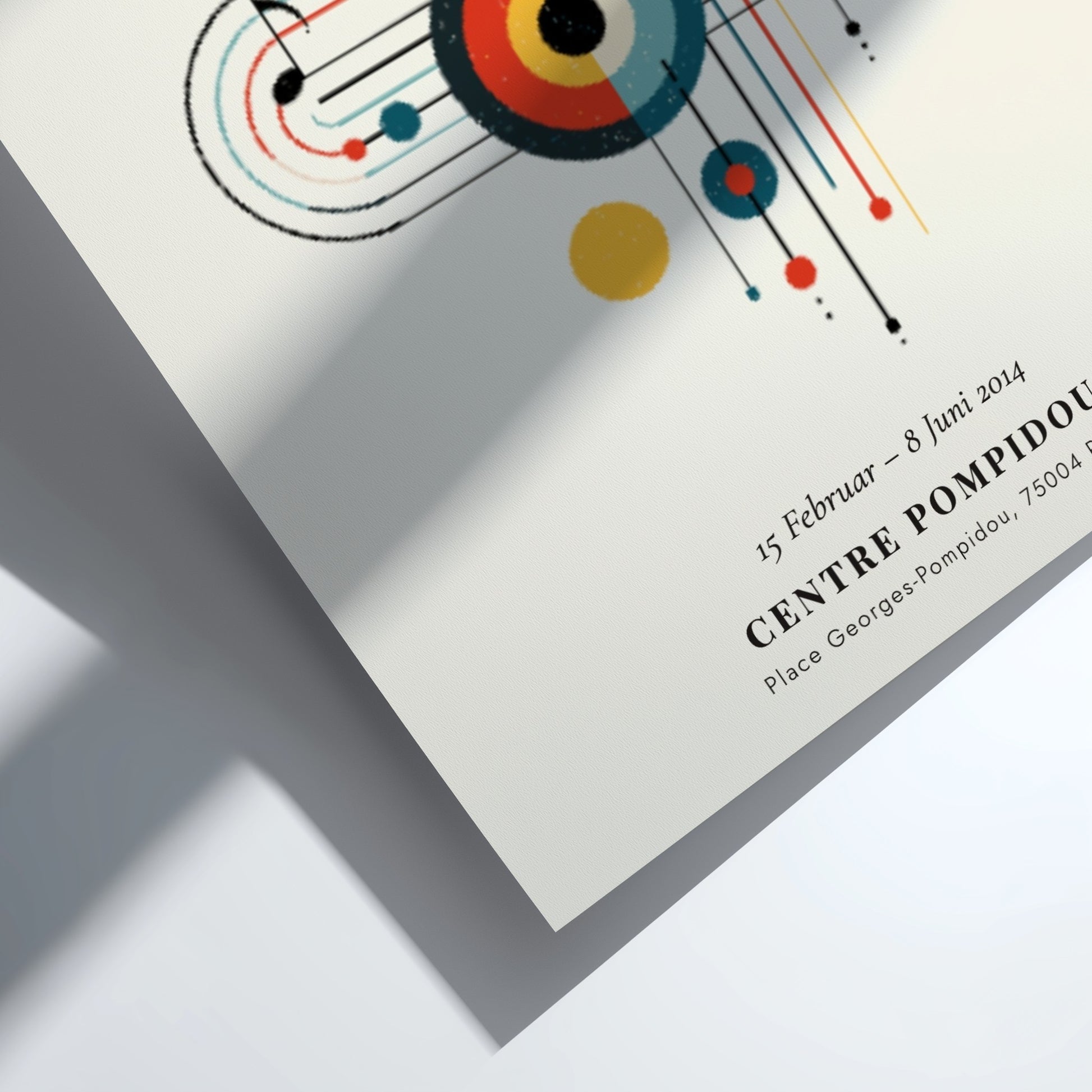 Kandinsky inspired poster featuring abstract shapes and vibrant colors in a modern art style
