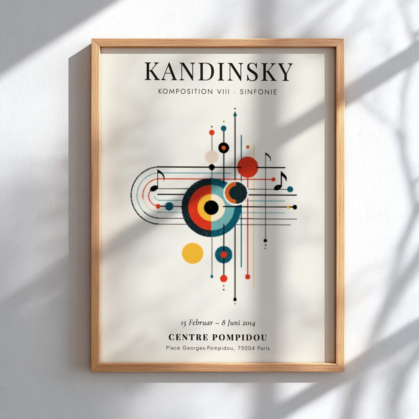 Kandinsky inspired poster featuring abstract shapes and vibrant colors in a modern art style