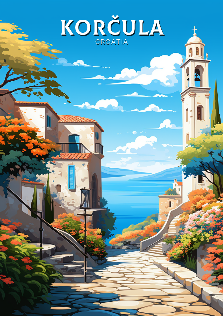 KORÄŒULA TRAVEL PRINT - CROATIA ARTWORK