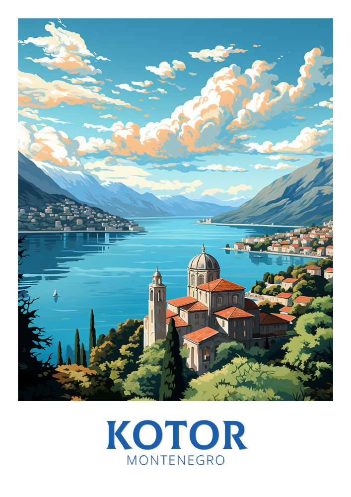 Europe KOTOR TRAVEL PRINT - MONTENEGRO ARTWORK