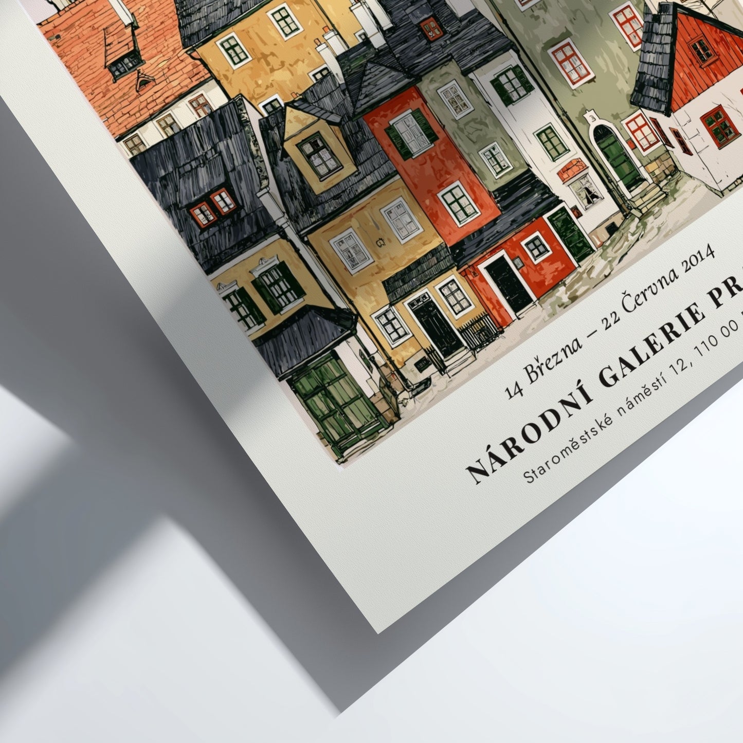 Egon Schiele poster featuring Krumau Stadtansicht in vibrant colors and expressionist style