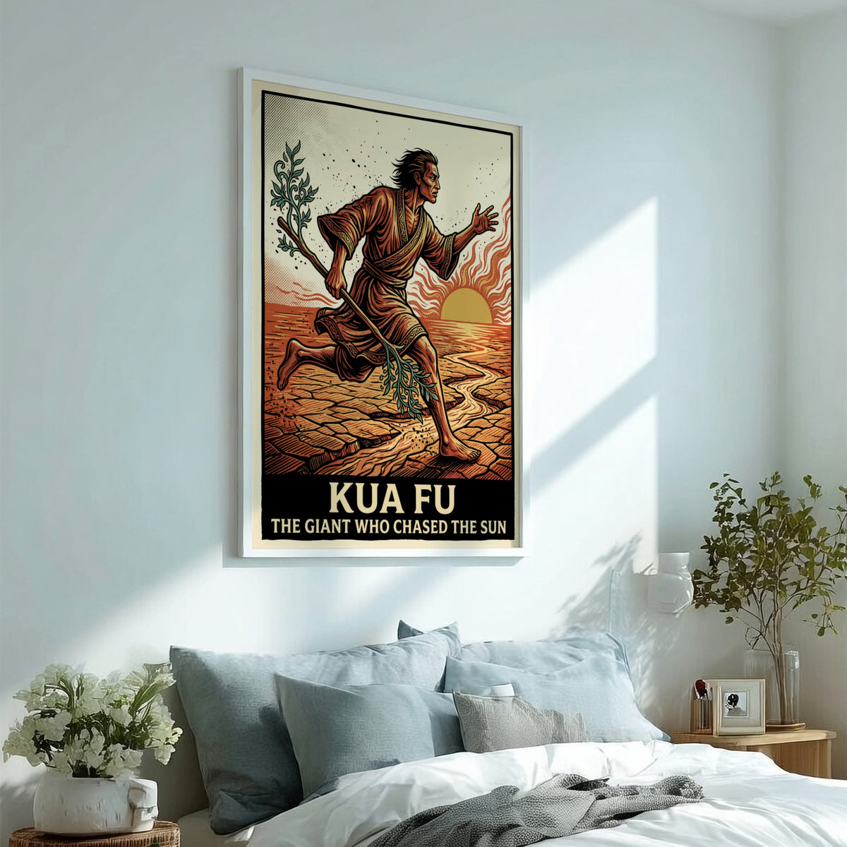 Poster of Kua Fu the giant chasing the sun across a dry landscape