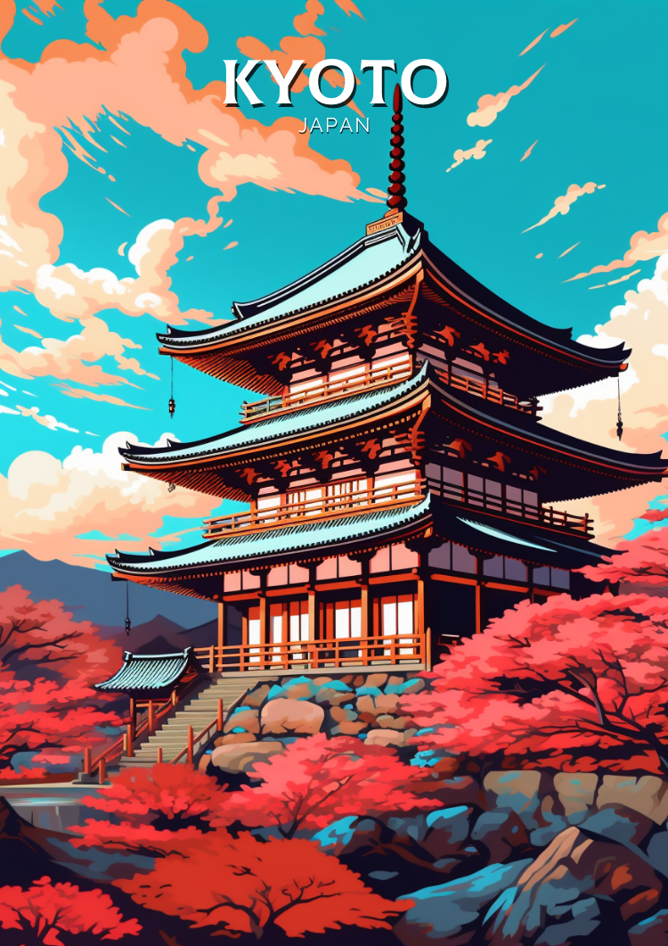 Asian KYOTO PRINT - RETRO POSTER