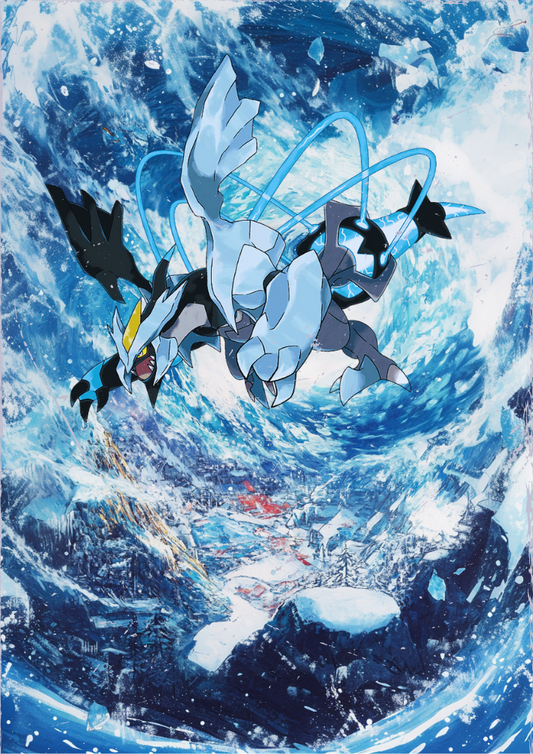 Shiny Kyurem Poster: Japanese Style Legendary Pokemon Inspired Anime Artwork, Pokemon TCG Shiny Kyurem