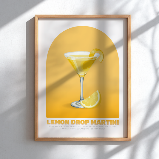 Lemon Drop Martini Cocktail Poster - Drinks Wall Art