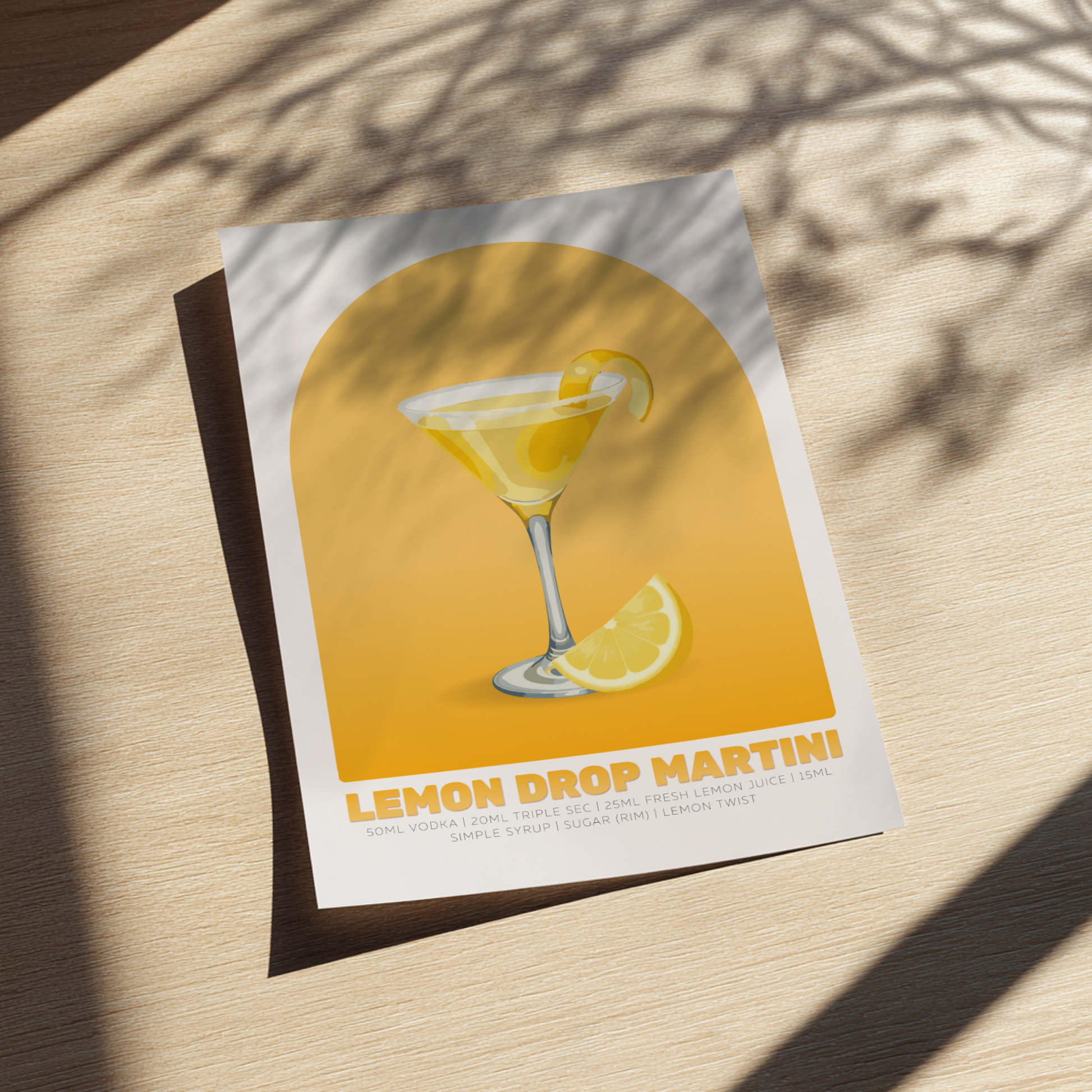 Lemon Drop Martini Cocktail Poster - Drinks Wall Art