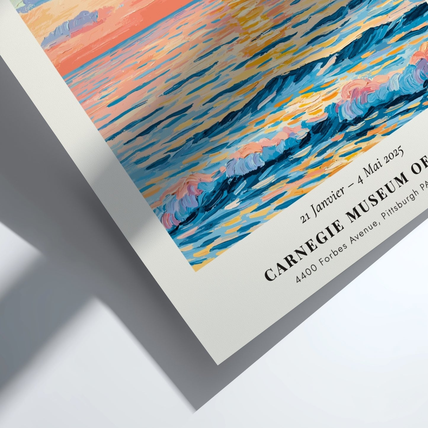 L'Aube - Mer Nacrée poster featuring soft pastel colors and serene seascape, inspired by Monet's