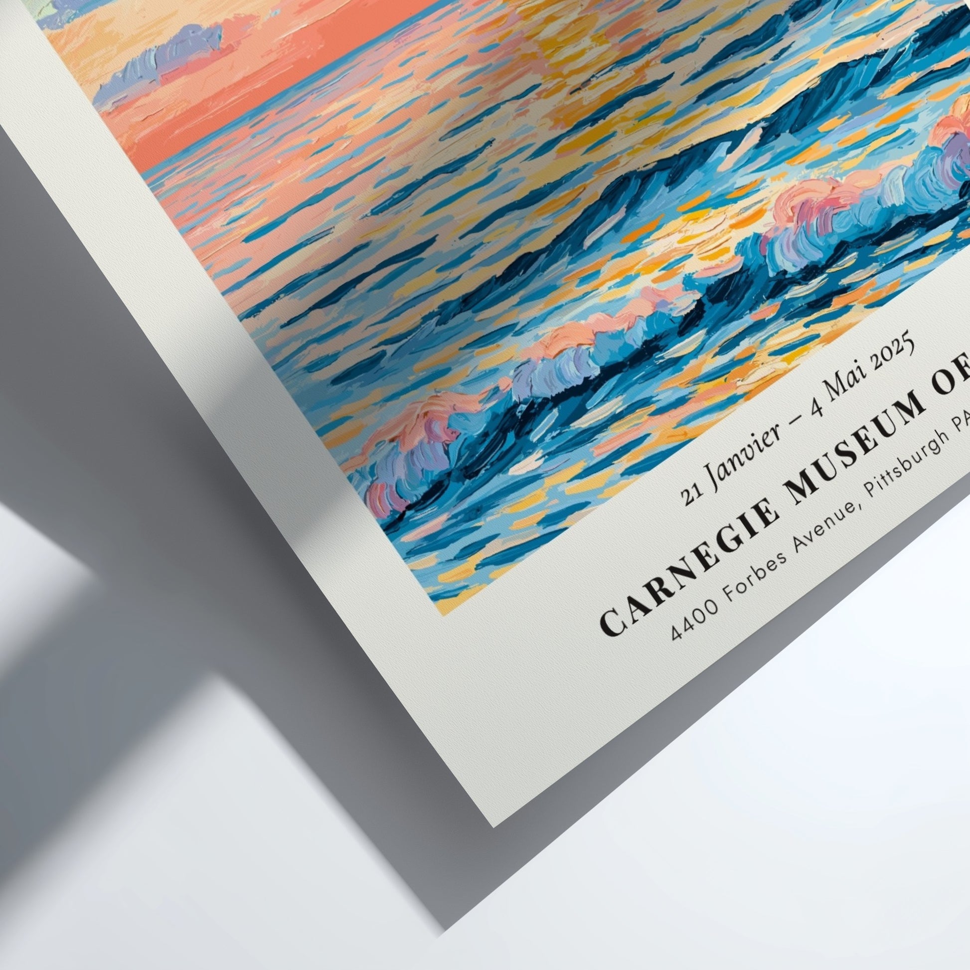 L'Aube - Mer Nacrée poster featuring soft pastel colors and serene seascape, inspired by Monet's