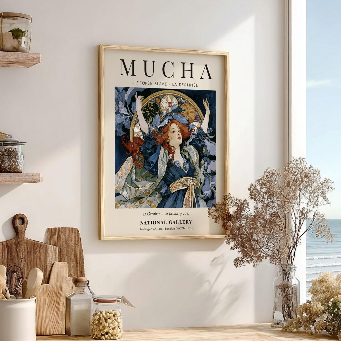 Alphonse Mucha poster featuring L'Épopée Slave in rich colors and Art Nouveau style