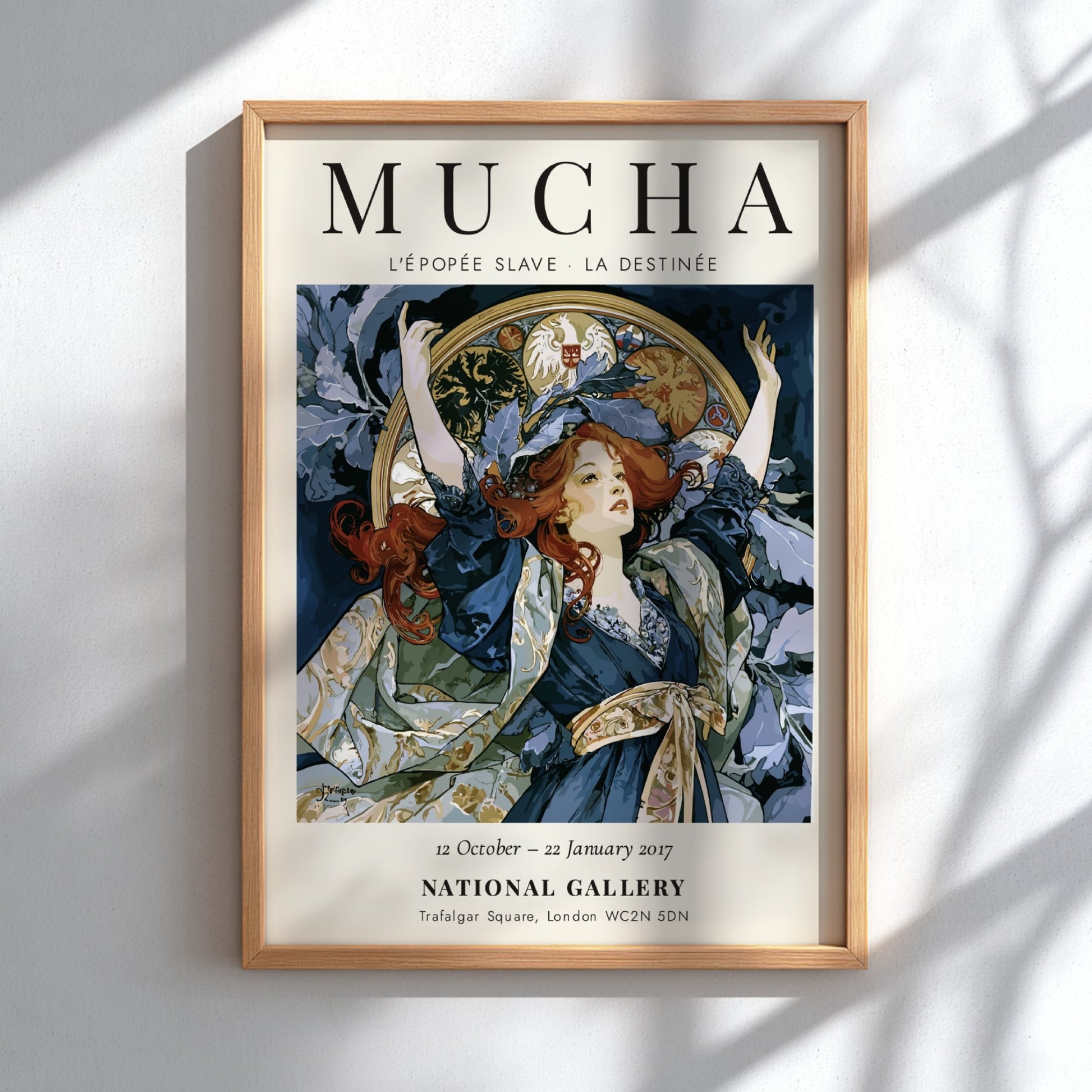 Alphonse Mucha poster featuring L'Épopée Slave in rich colors and Art Nouveau style