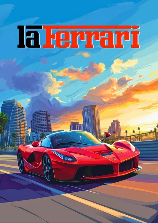 Affiche de voiture laFerrari – Décoration murale représentant une supercar hybride de luxe italienne