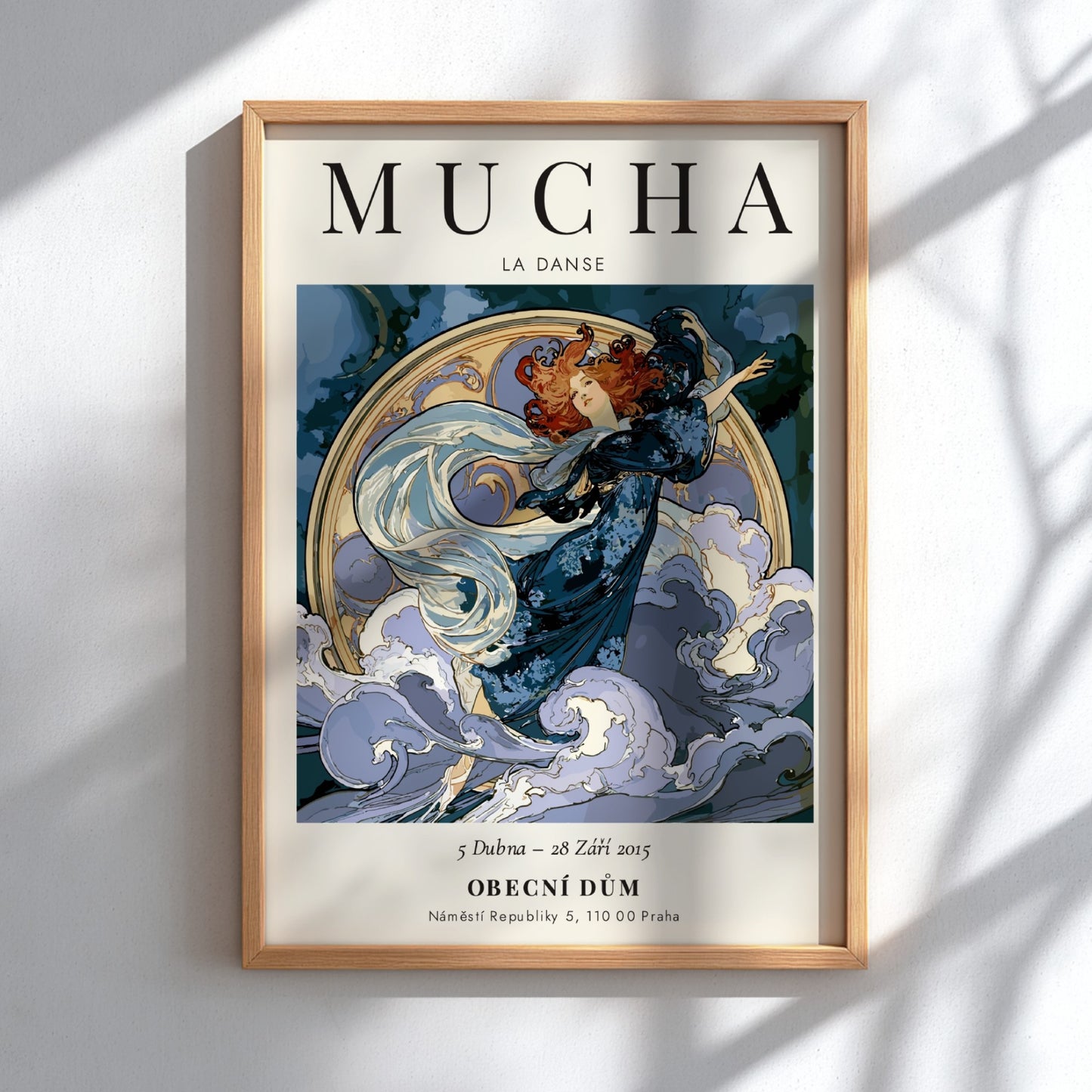 La Danse poster by Alphonse Mucha featuring flowing figure in soft colors