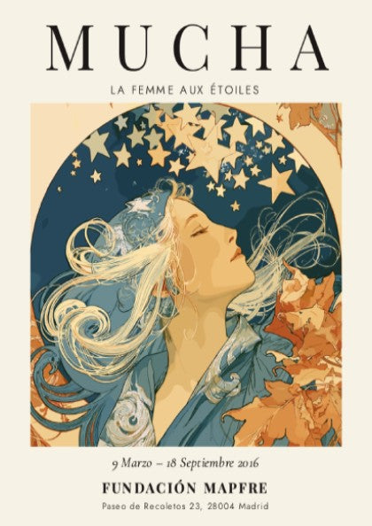 La Femme aux Étoiles Poster - Alphonse Mucha Art