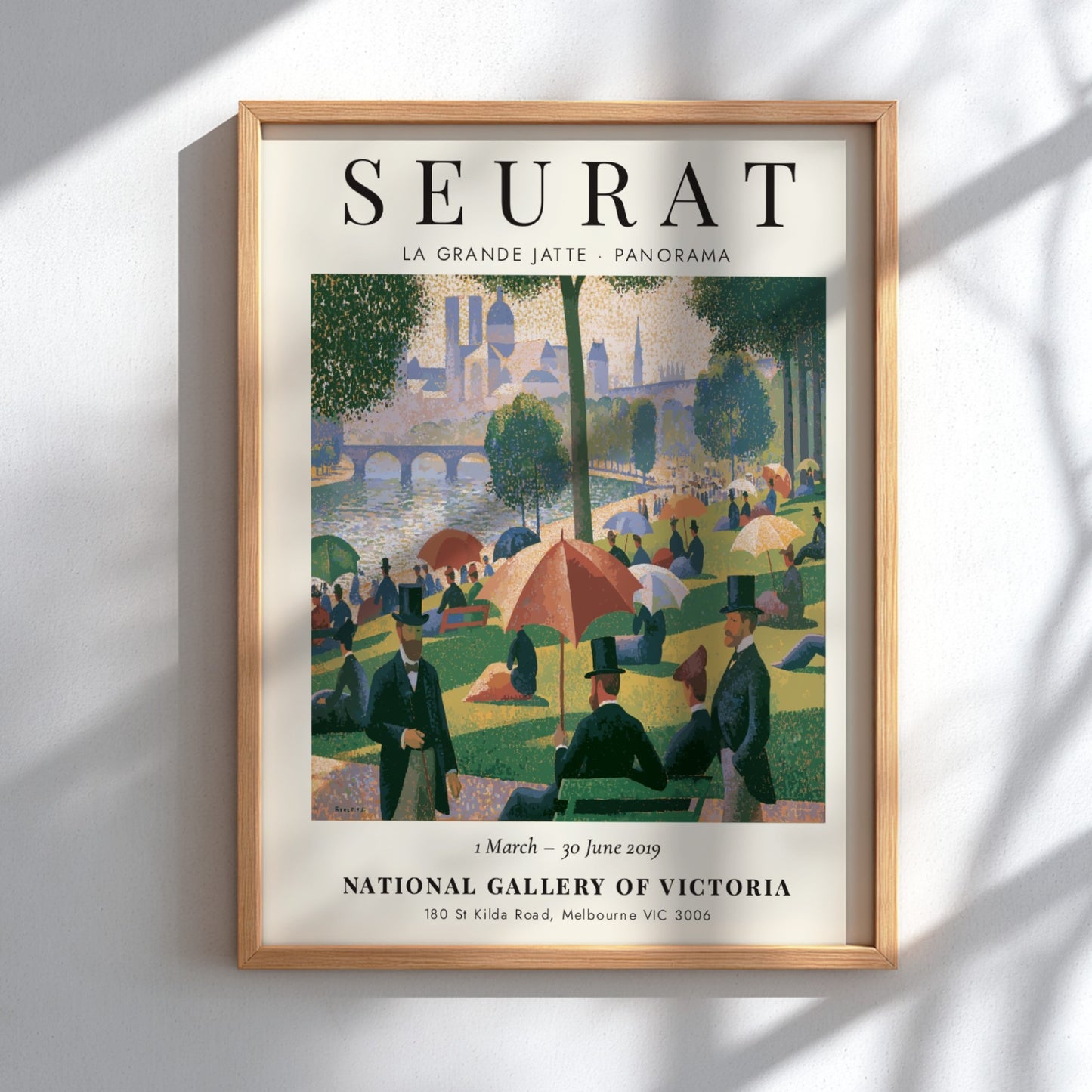 La Grande Jatte - Panorama art poster showcasing vibrant colors and pointillist style