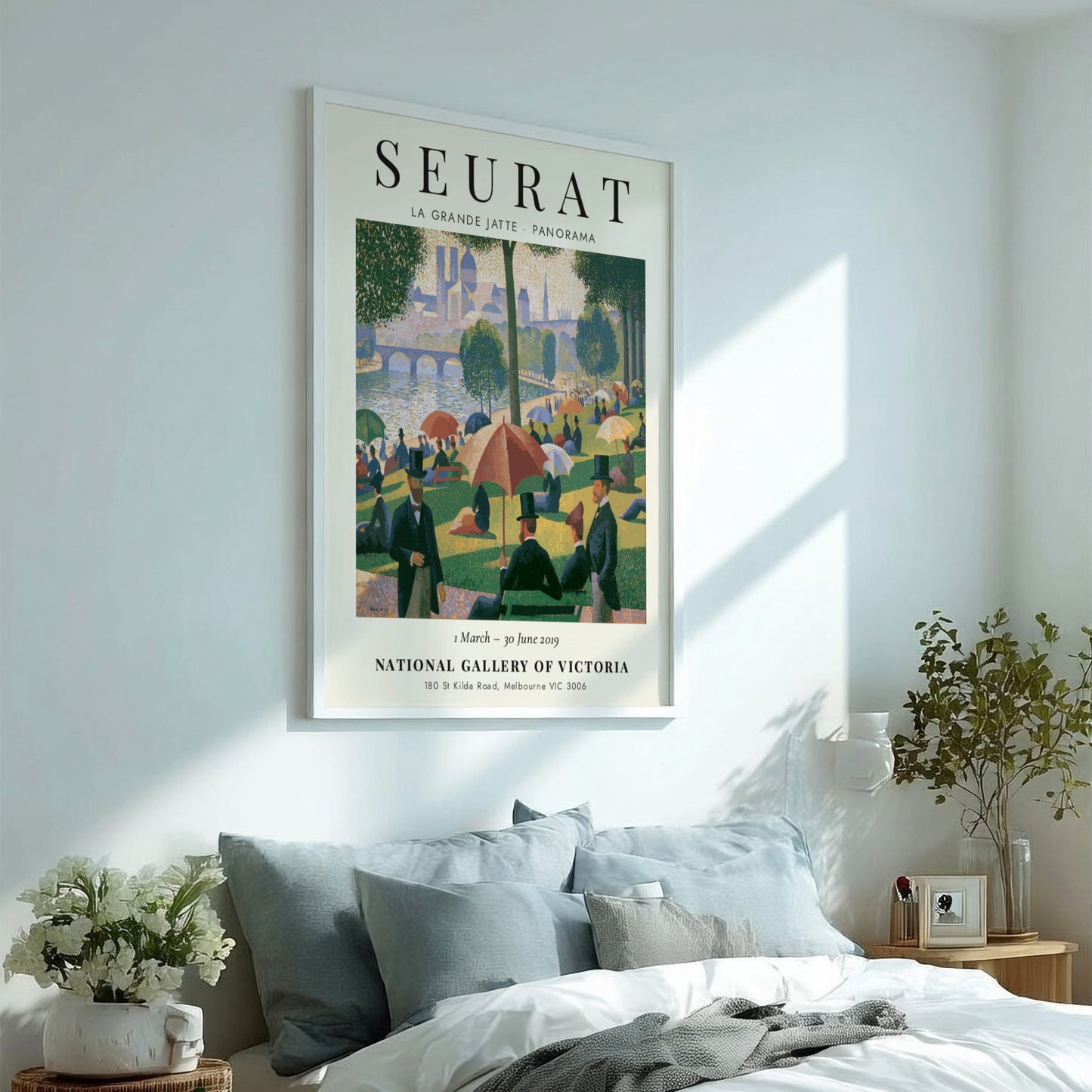 La Grande Jatte - Panorama art poster showcasing vibrant colors and pointillist style