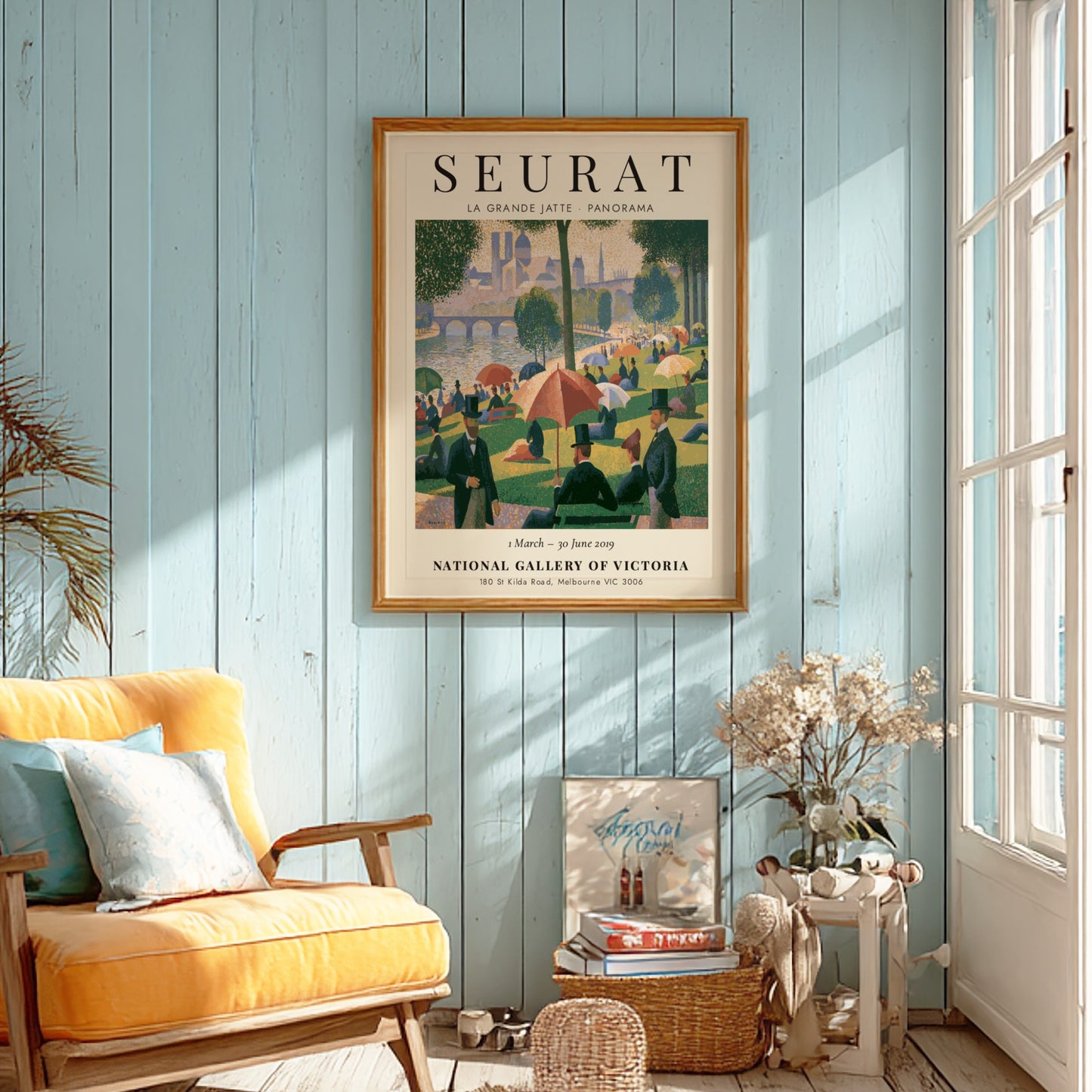 La Grande Jatte - Panorama art poster showcasing vibrant colors and pointillist style