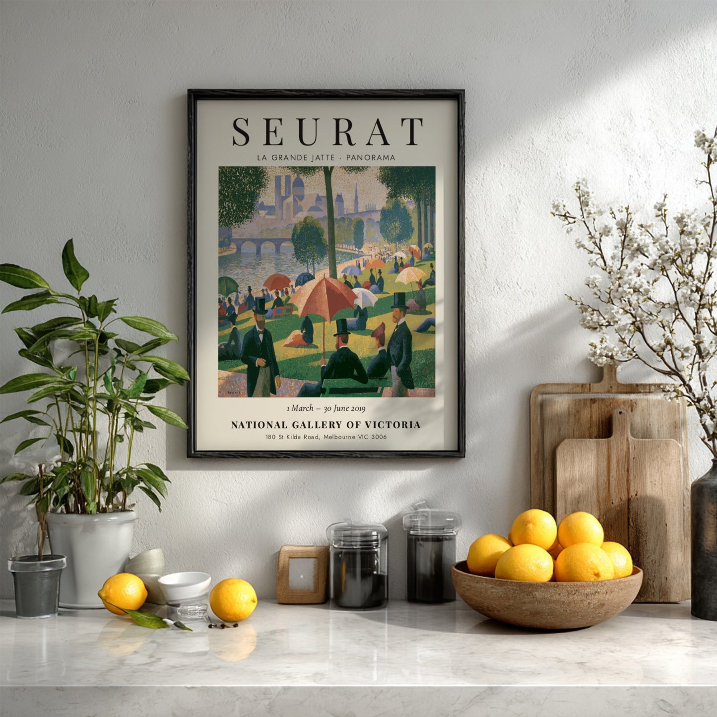 La Grande Jatte - Panorama art poster showcasing vibrant colors and pointillist style