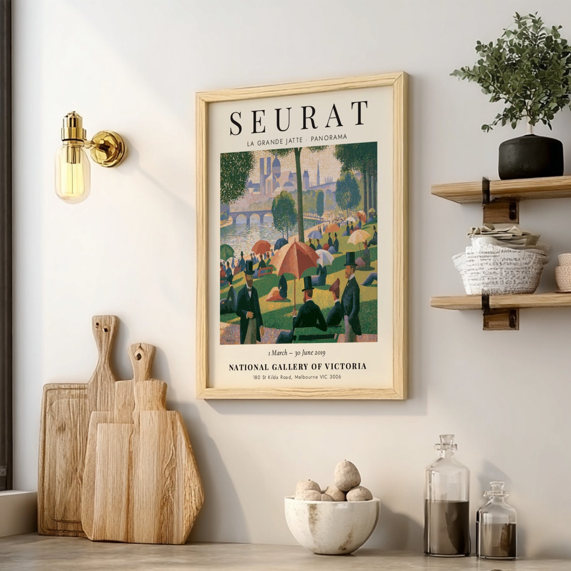 La Grande Jatte - Panorama art poster showcasing vibrant colors and pointillist style