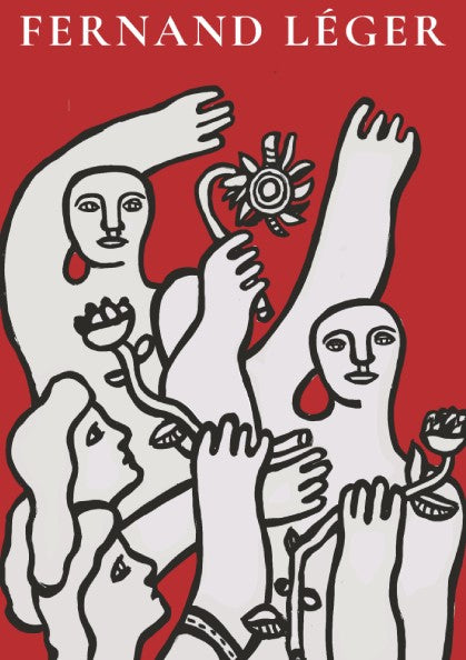 Fernand Léger La Joie de vivre art poster with modernist figures in black and white on red.