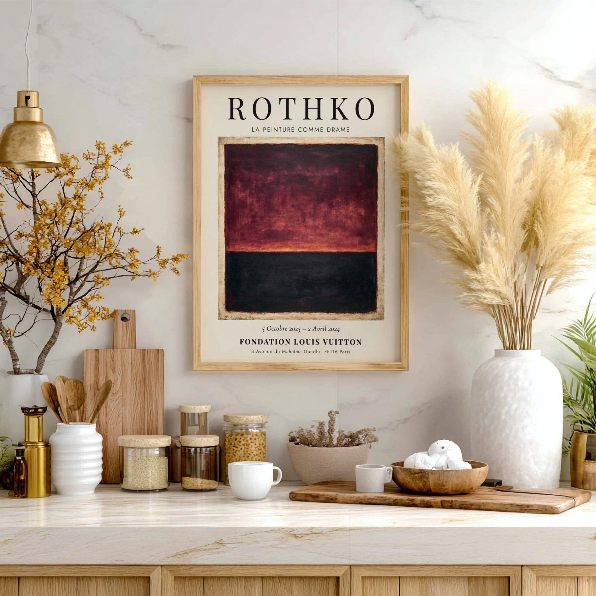 Wall art poster featuring Rothko La Peinture Comme Drame with deep red and black.