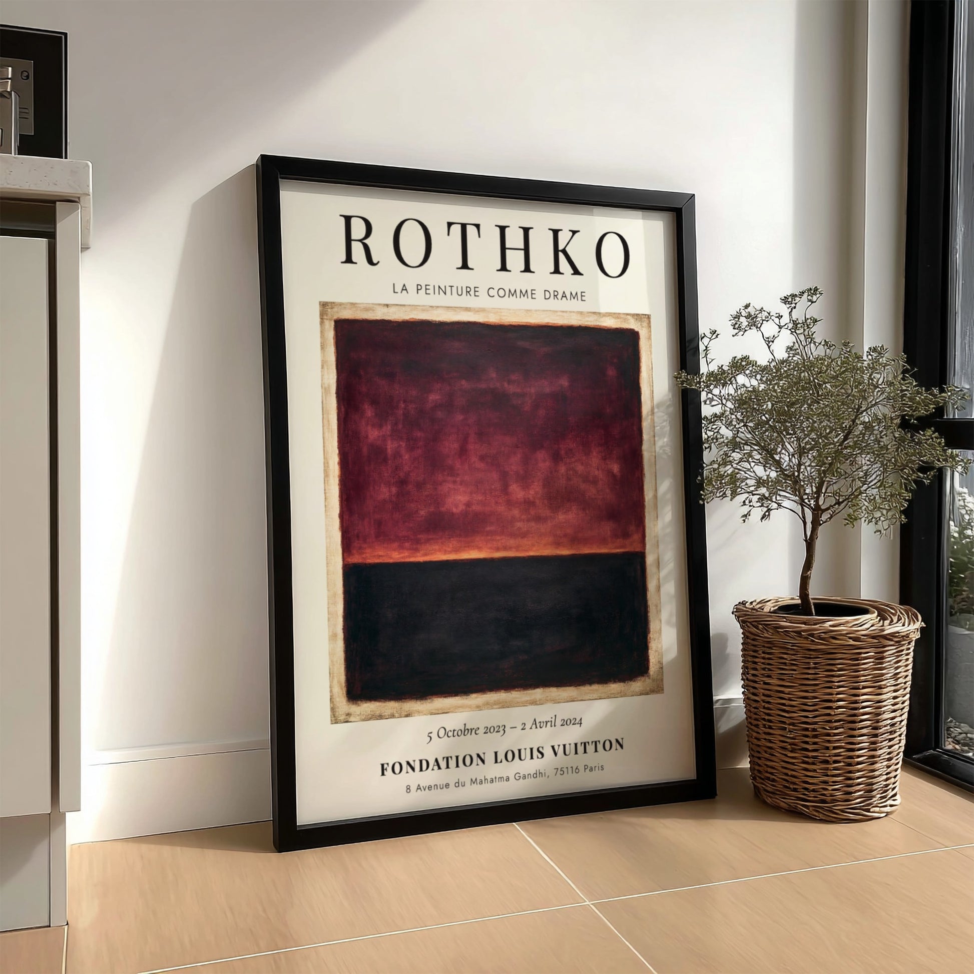 Wall art poster featuring Rothko La Peinture Comme Drame with deep red and black.
