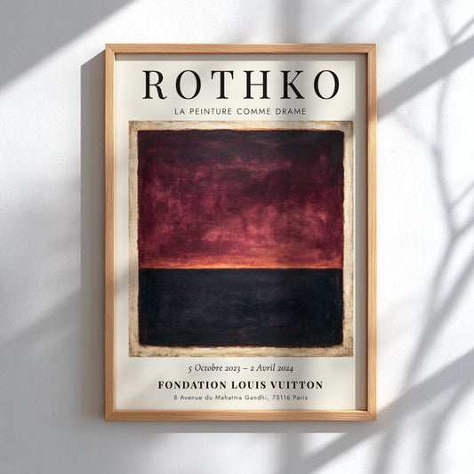 Wall art poster featuring Rothko La Peinture Comme Drame with deep red and black.