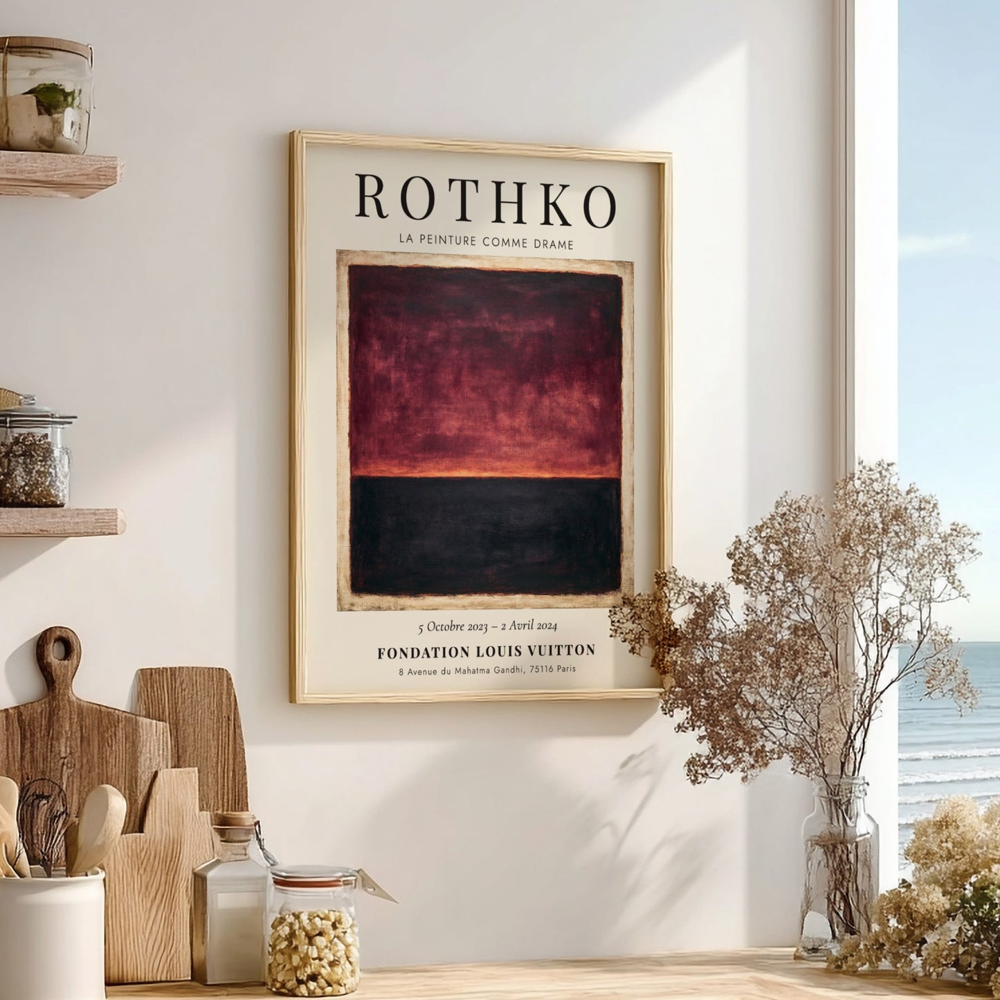 Wall art poster featuring Rothko La Peinture Comme Drame with deep red and black.