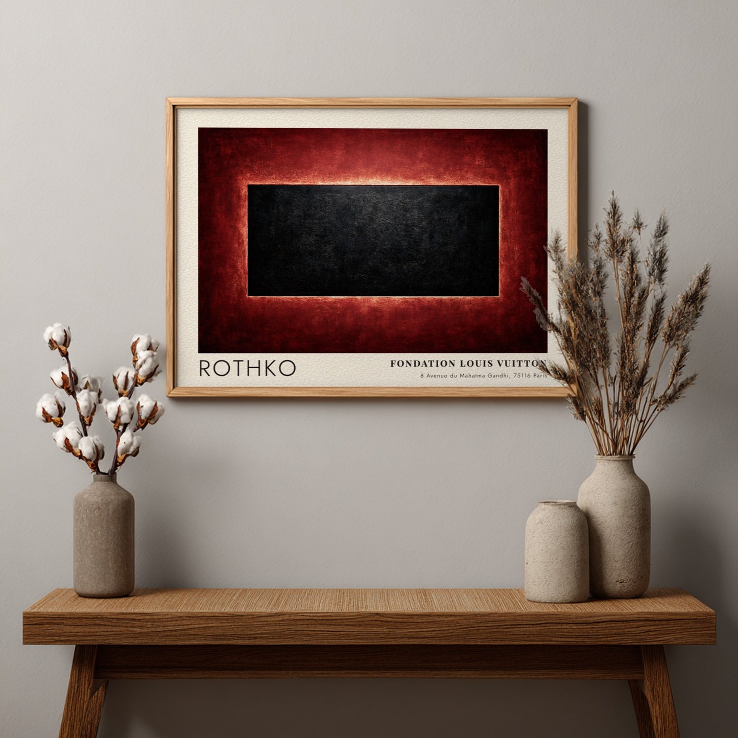 Wall art poster featuring Mark Rothko artwork with deep red and black abstract design.