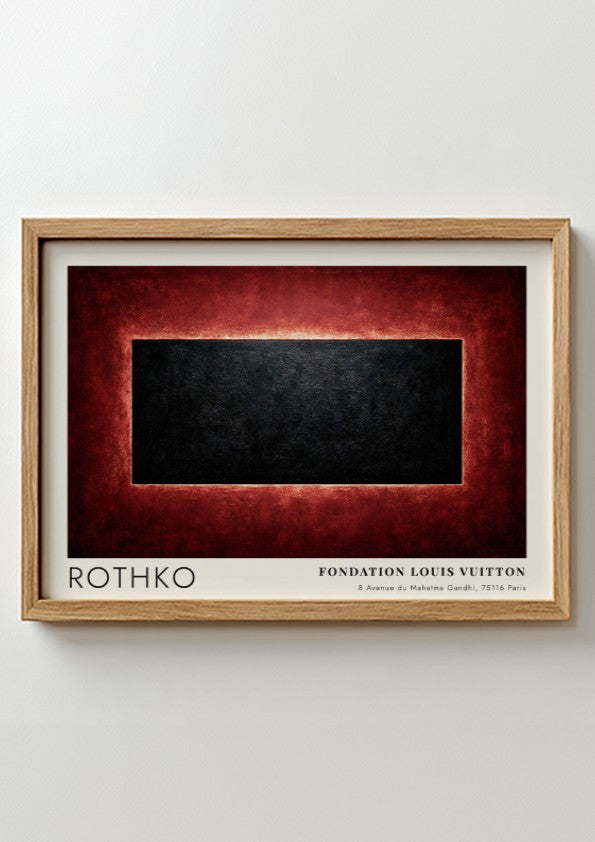 Wall art poster featuring Mark Rothko artwork with deep red and black abstract design.
