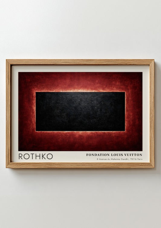 Wall art poster featuring Mark Rothko artwork with deep red and black abstract design.