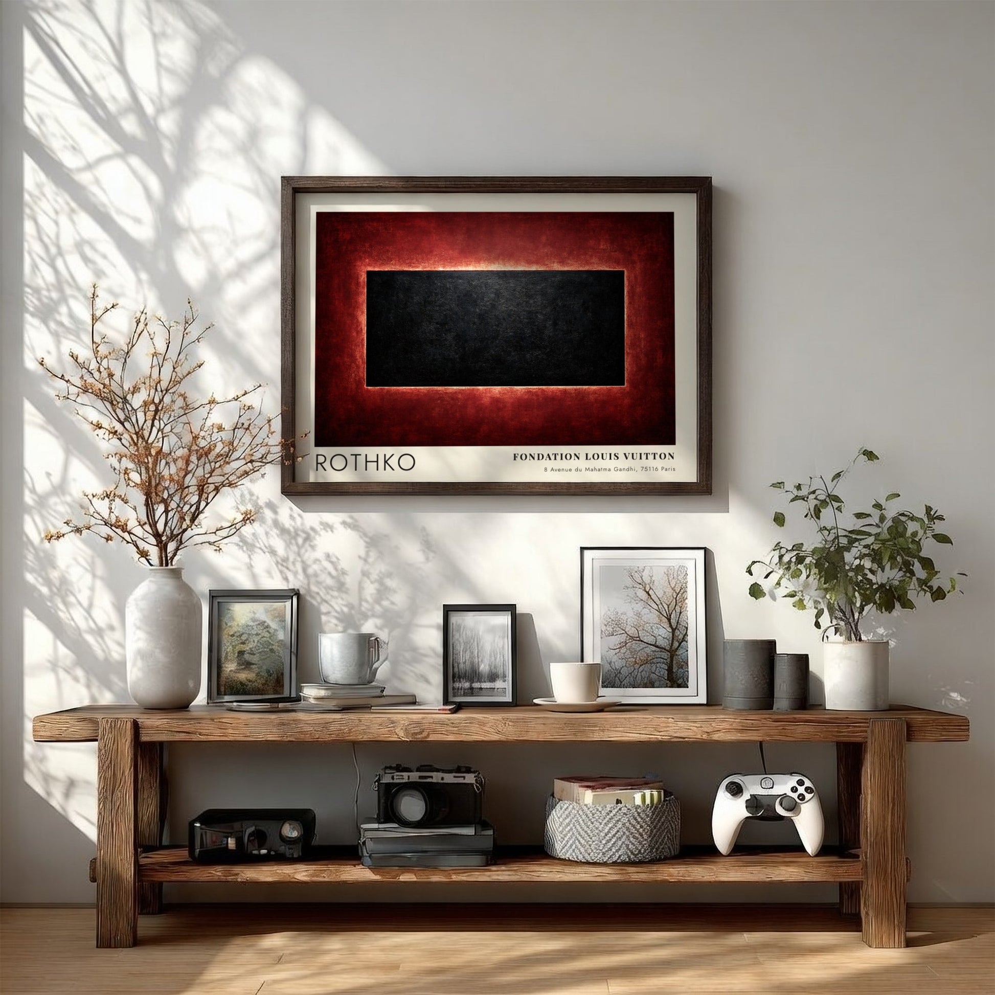 Wall art poster featuring Mark Rothko artwork with deep red and black abstract design.