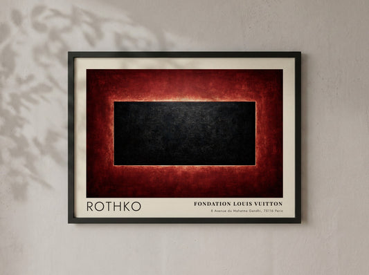 Wall art poster featuring Mark Rothko artwork with deep red and black abstract design.