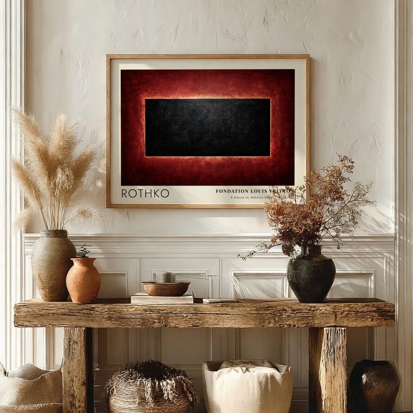 Wall art poster featuring Mark Rothko artwork with deep red and black abstract design.
