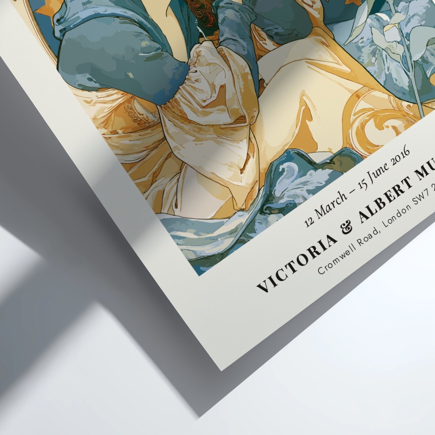 La Poésie poster featuring Alphonse Mucha's Art Nouveau style with soft colors and floral motifs.