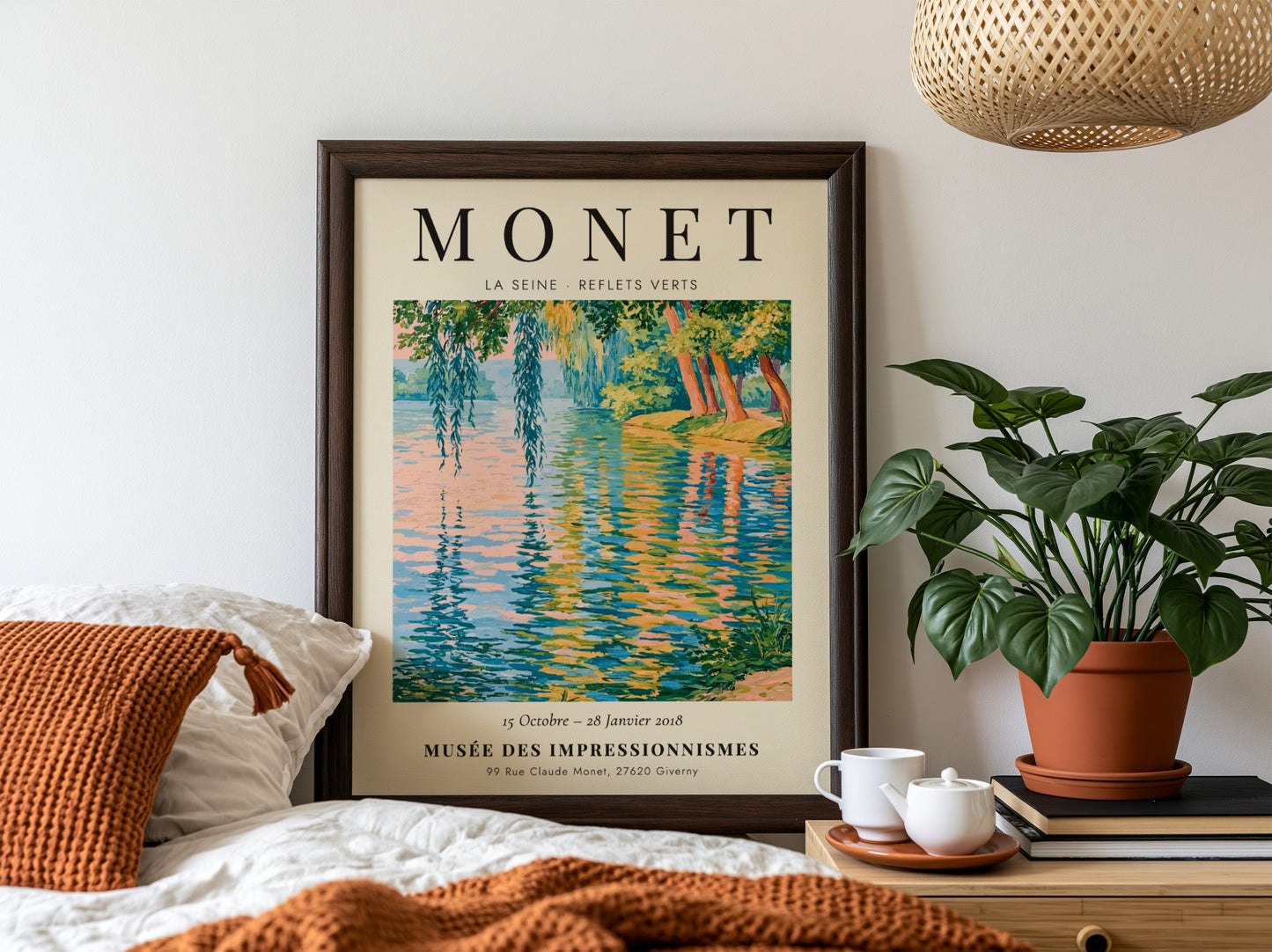 Monet inspired wall art featuring La Seine in vibrant greens and blues