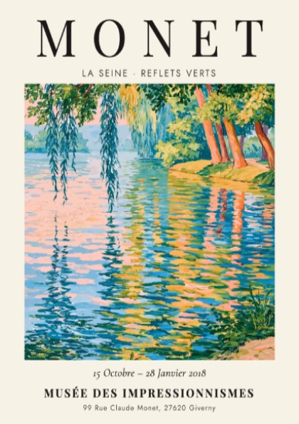 Monet inspired wall art featuring La Seine in vibrant greens and blues