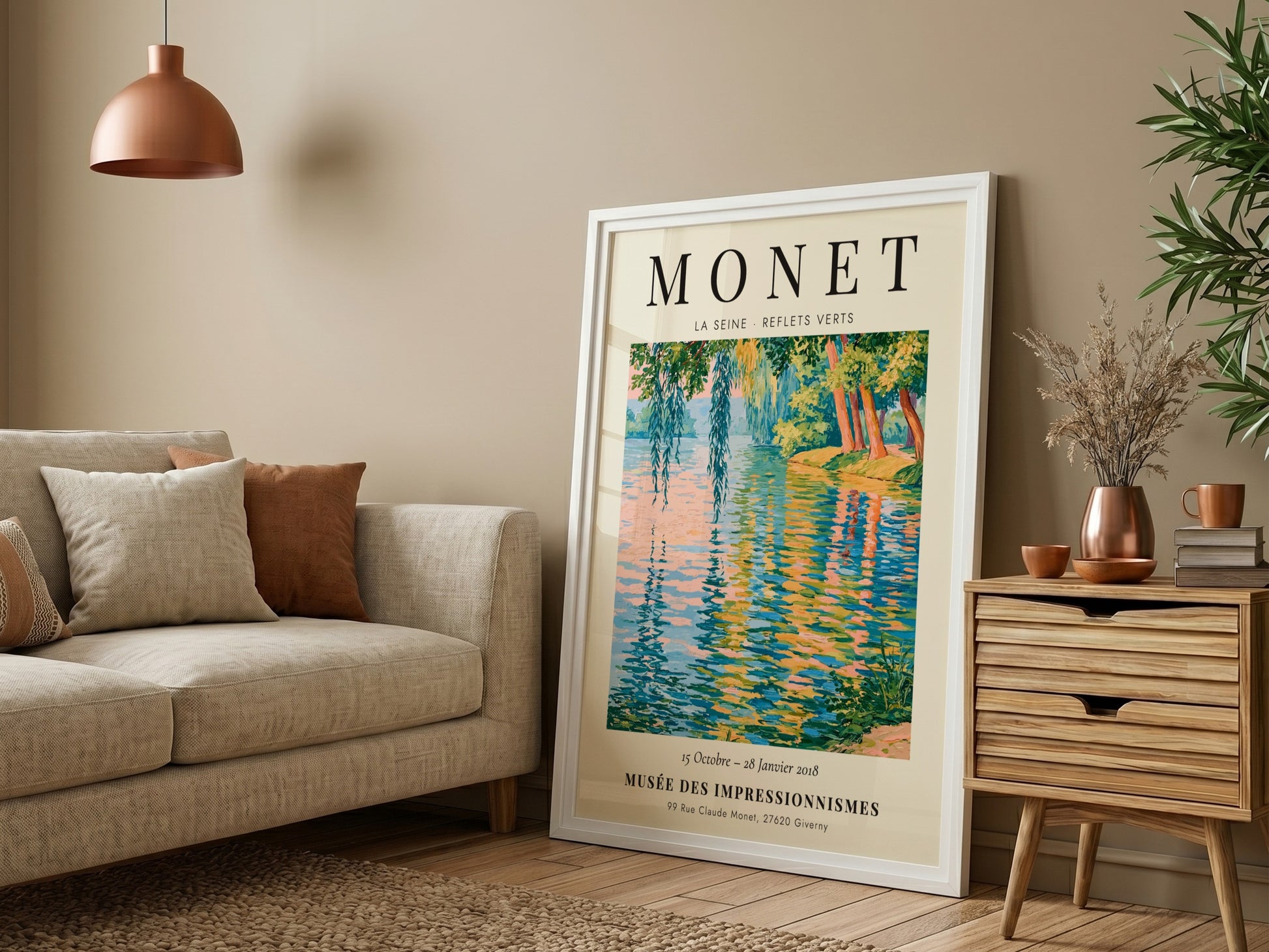 Monet inspired wall art featuring La Seine in vibrant greens and blues