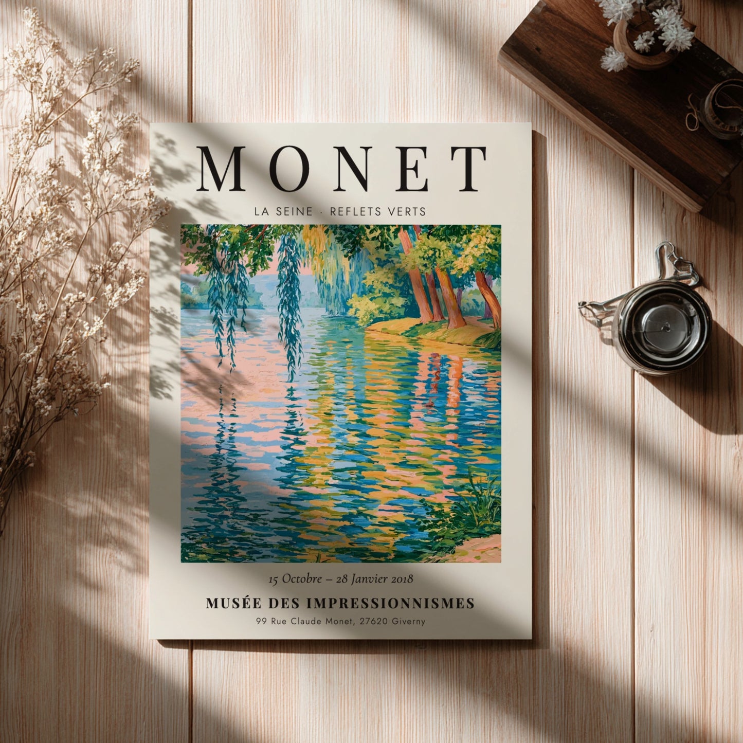 Monet inspired wall art featuring La Seine in vibrant greens and blues