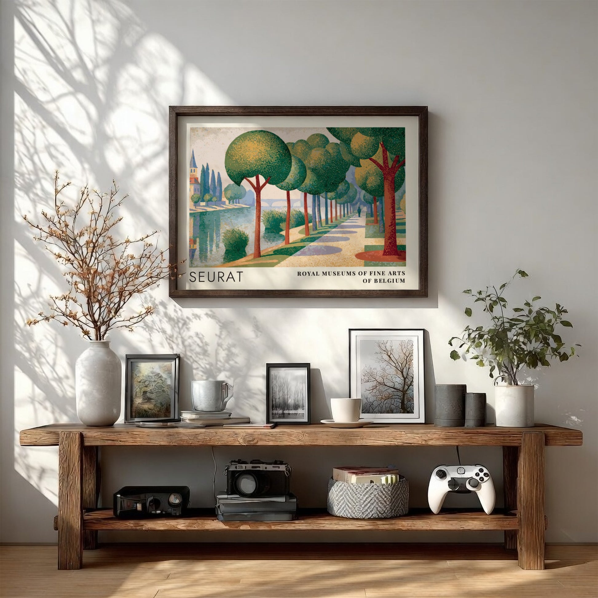 Wall art poster featuring Seurat La Seine a la Grande Jatte landscape with trees
