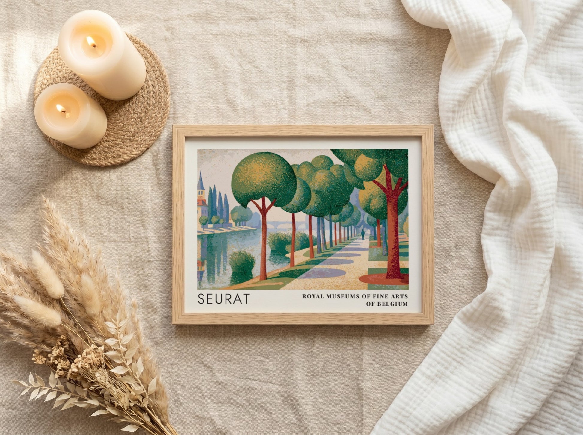 Wall art poster featuring Seurat La Seine a la Grande Jatte landscape with trees