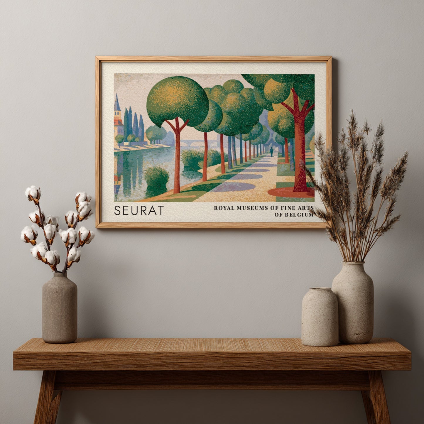 Wall art poster featuring Seurat La Seine a la Grande Jatte landscape with trees
