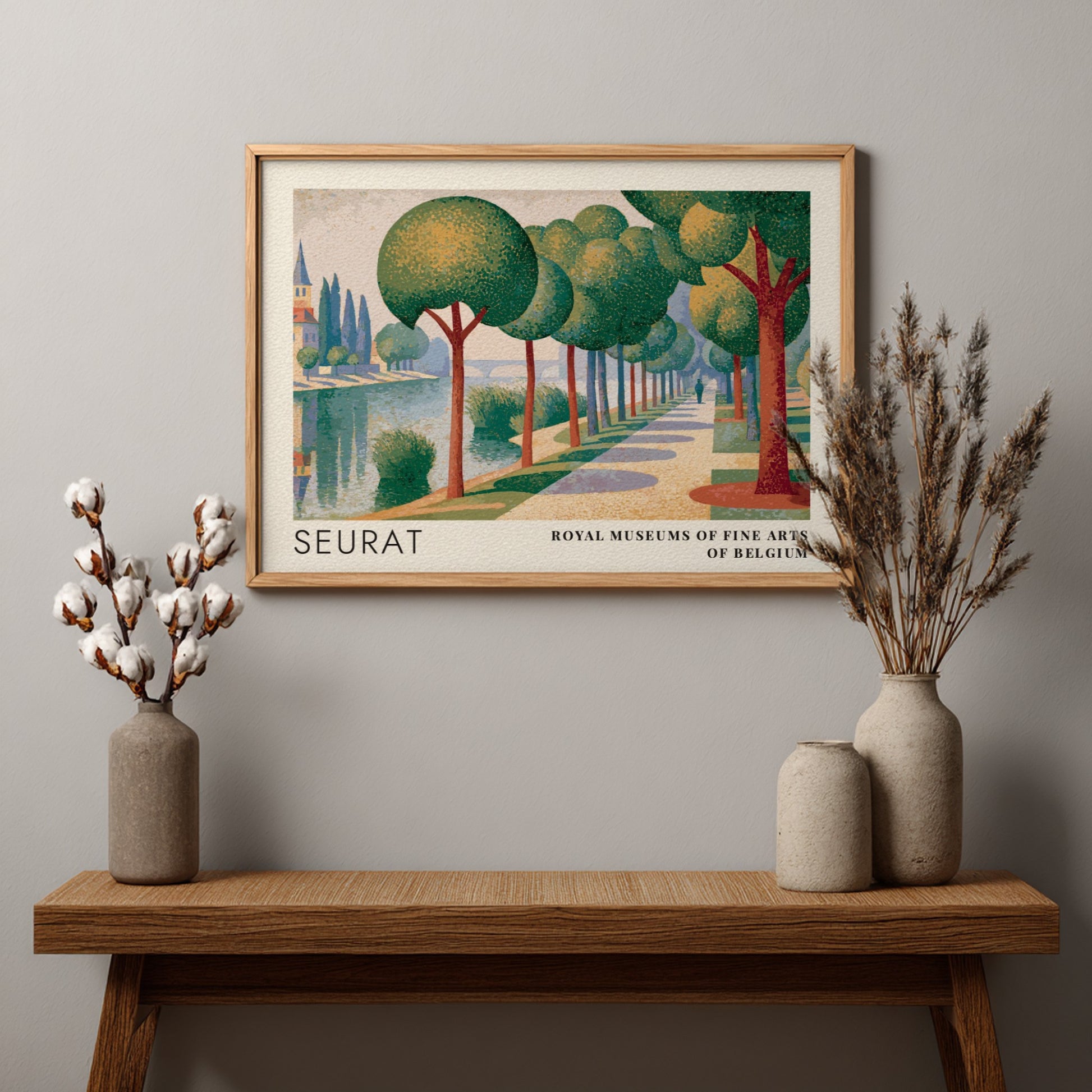 Wall art poster featuring Seurat La Seine a la Grande Jatte landscape with trees