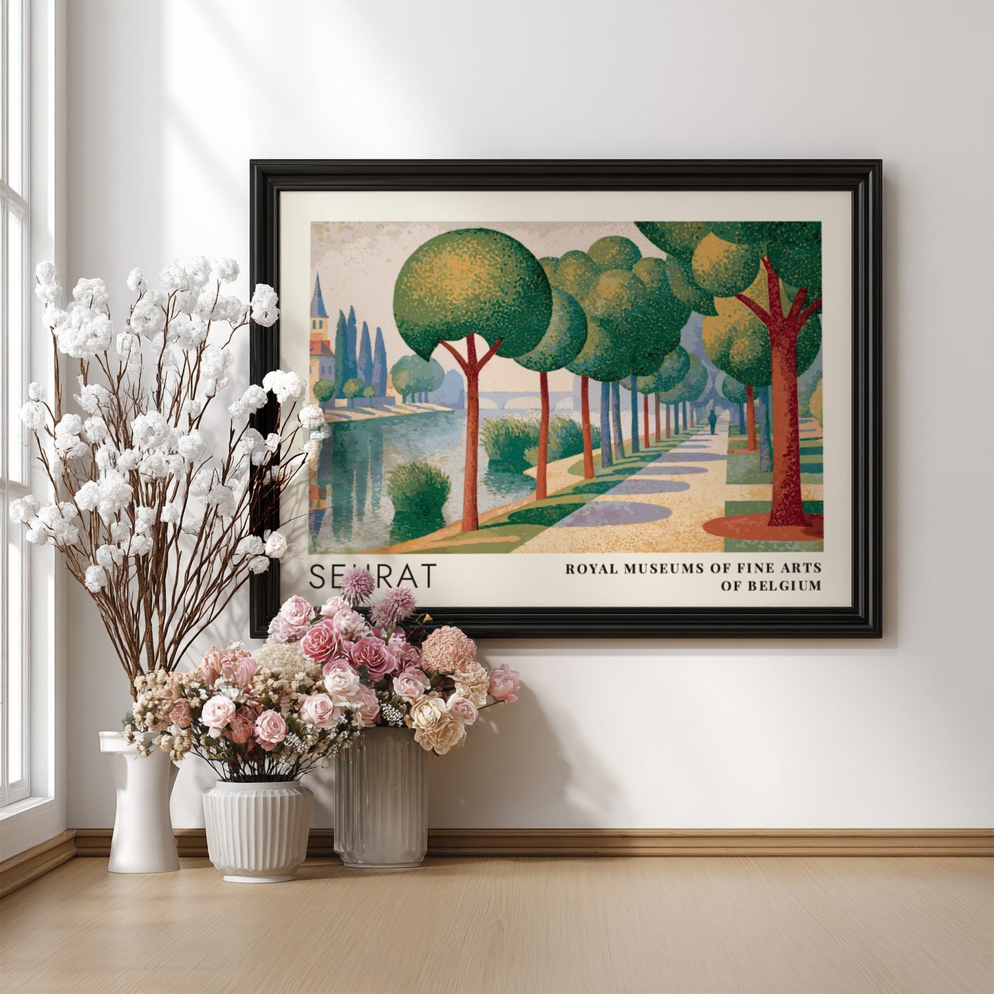 Wall art poster featuring Seurat La Seine a la Grande Jatte landscape with trees