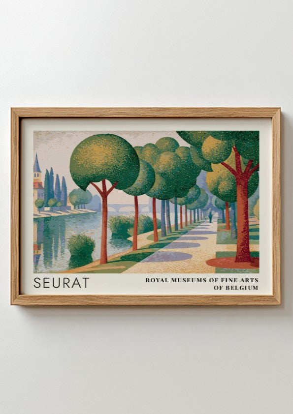 Wall art poster featuring Seurat La Seine a la Grande Jatte landscape with trees
