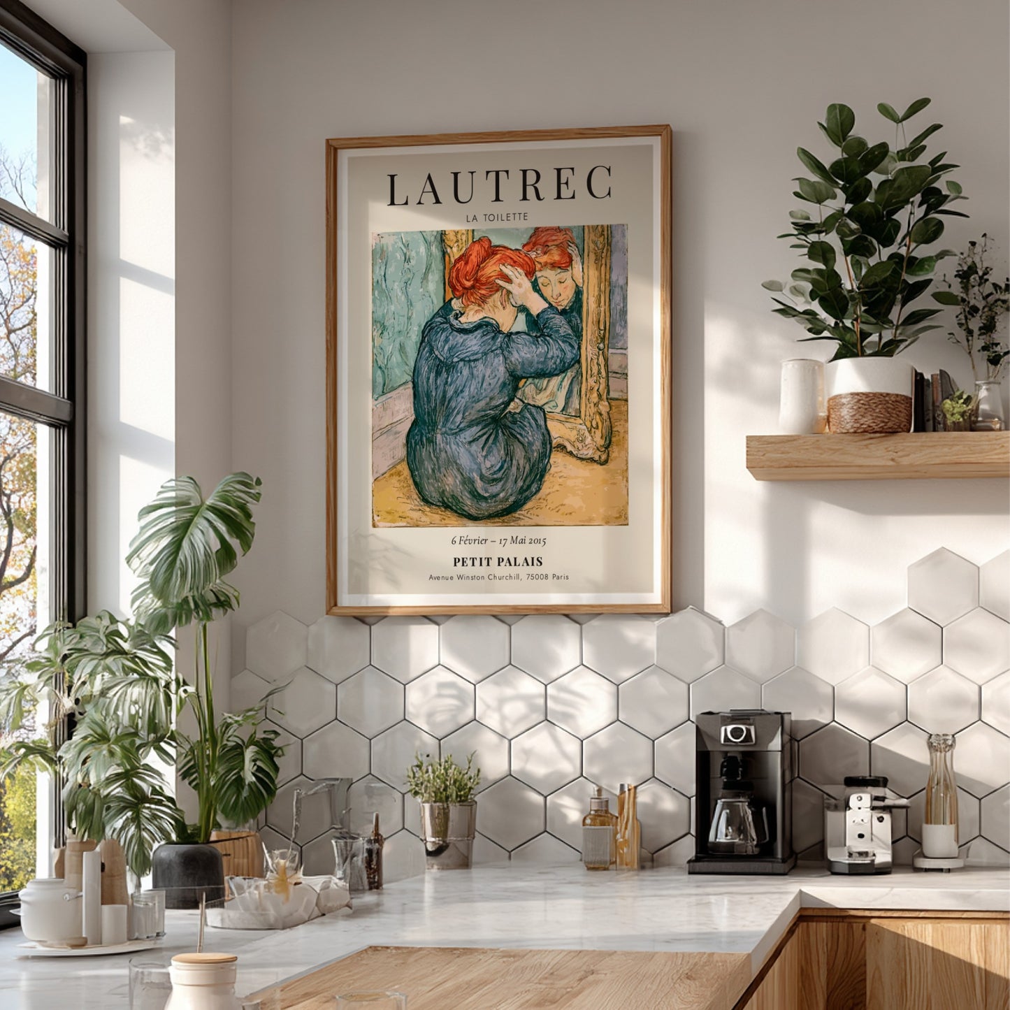La Toilette poster featuring a woman reflecting, Toulouse-Lautrec art print in soft colors
