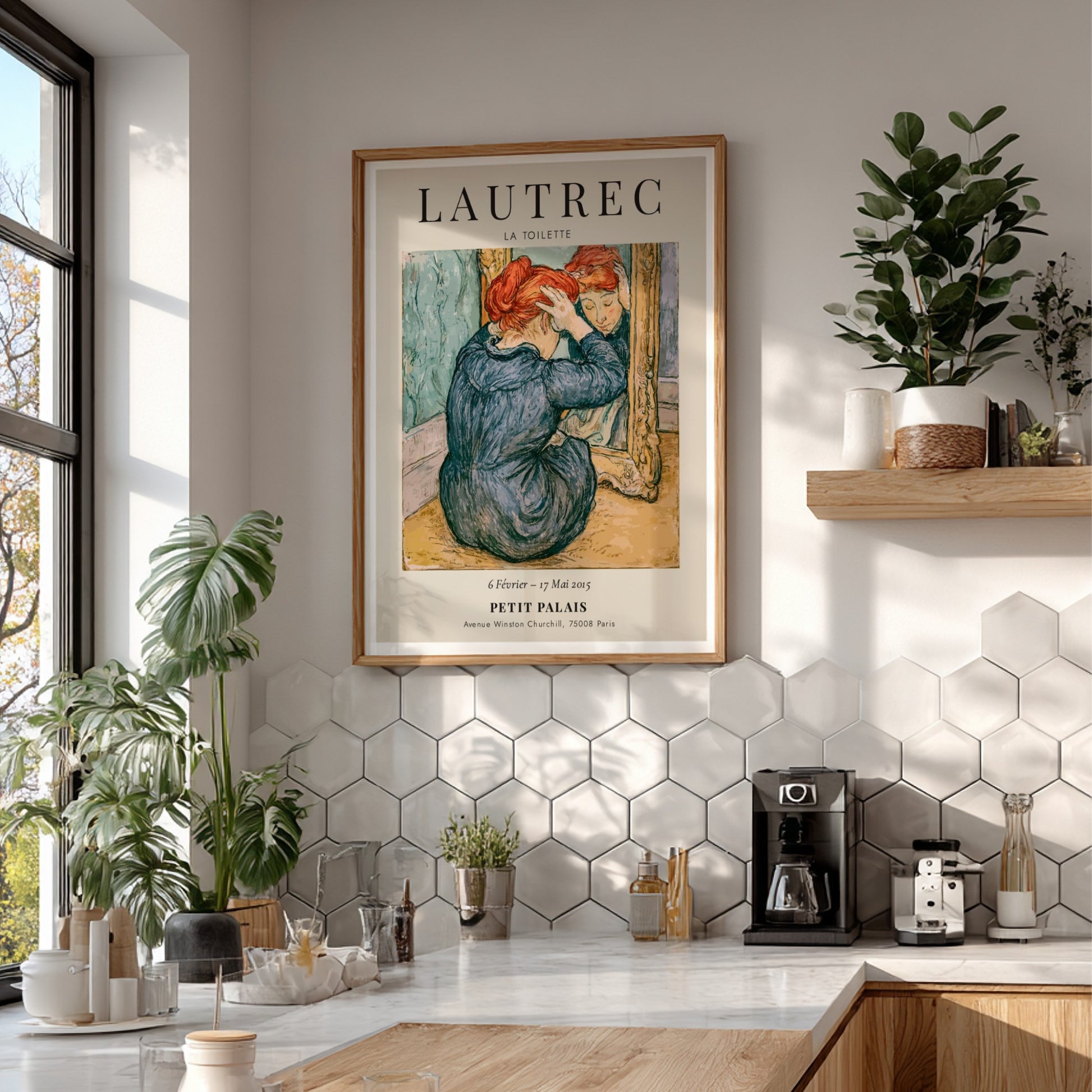 La Toilette poster featuring a woman reflecting, Toulouse-Lautrec art print in soft colors