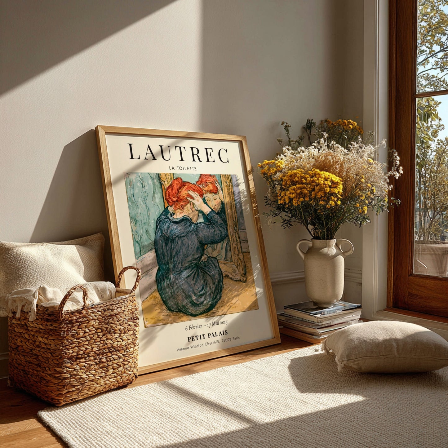 La Toilette poster featuring a woman reflecting, Toulouse-Lautrec art print in soft colors