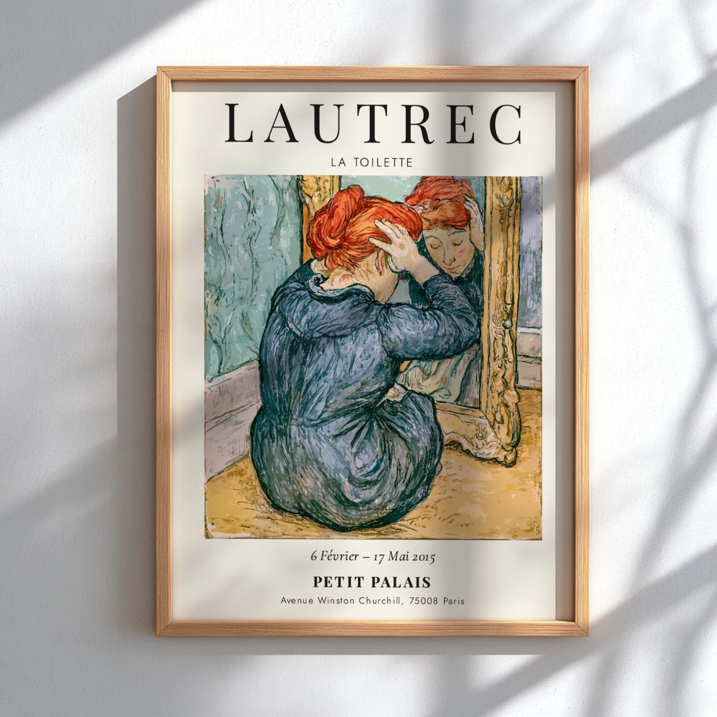 La Toilette poster featuring a woman reflecting, Toulouse-Lautrec art print in soft colors