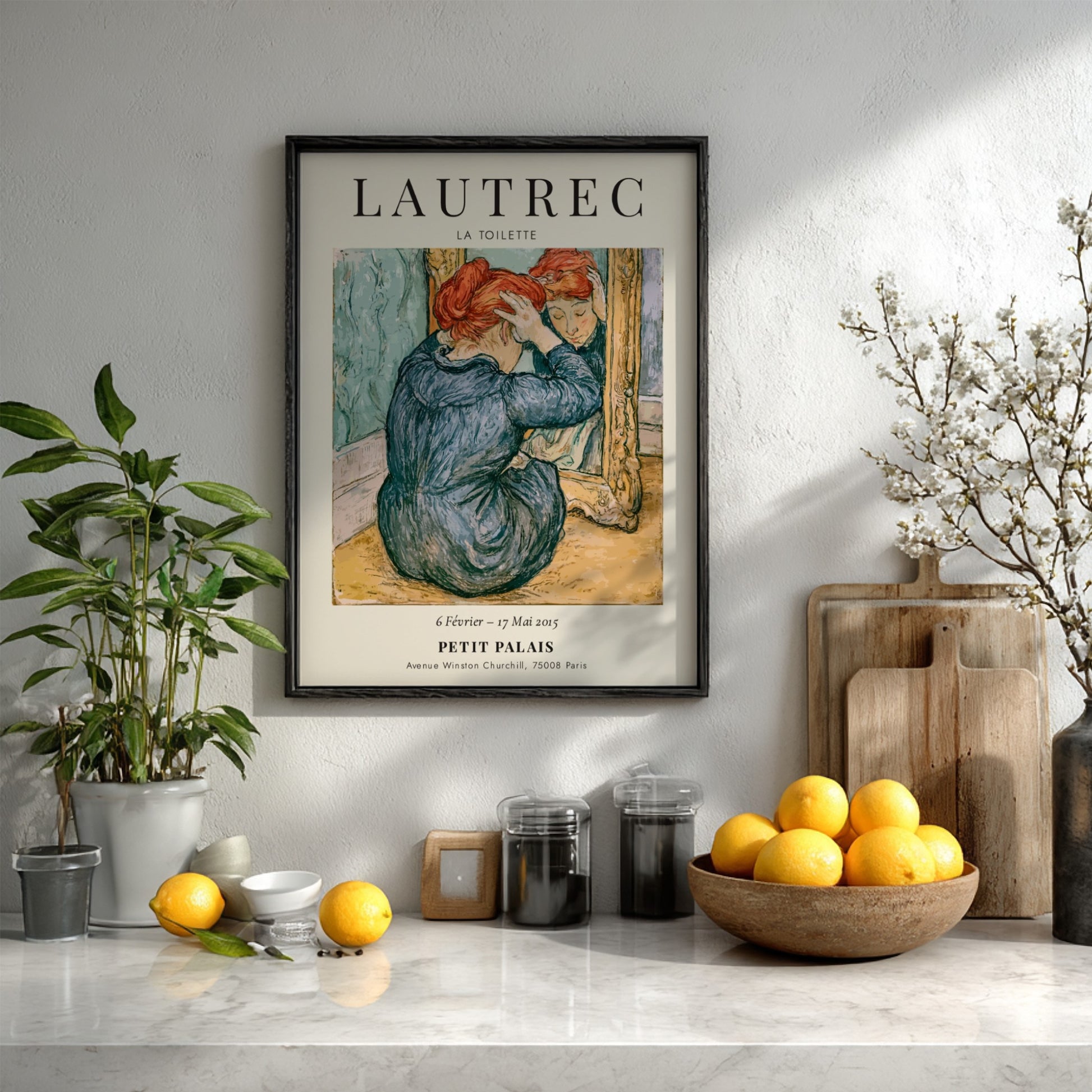 La Toilette poster featuring a woman reflecting, Toulouse-Lautrec art print in soft colors